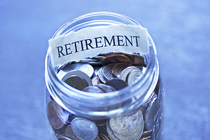 Retirement Savings Jar with coins