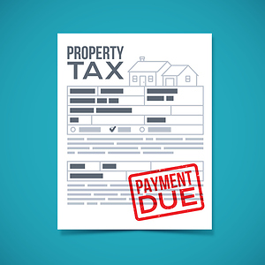 Property tax due form with house and past due