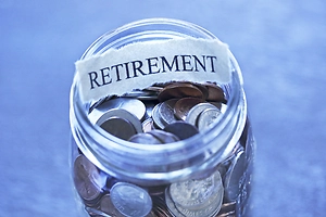 Retirement Savings Jar with coins
